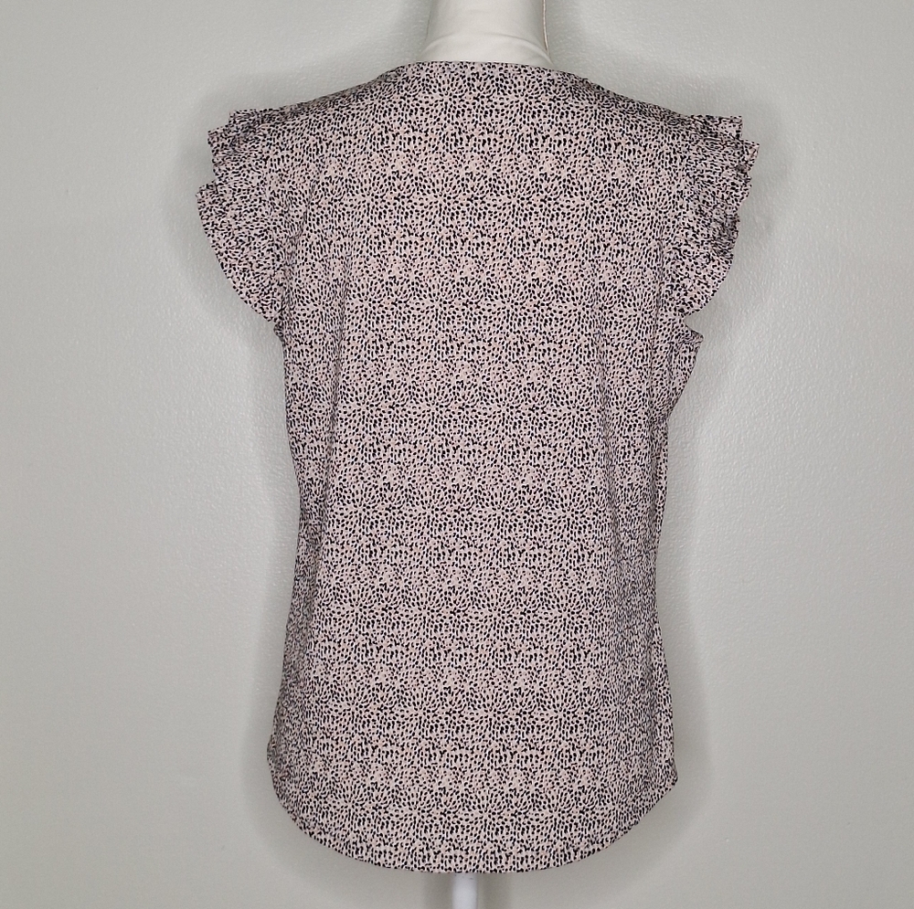 Adrianna Papell V-Neck Top With Pleated Flutter Sleeves - Picture 3 of 12